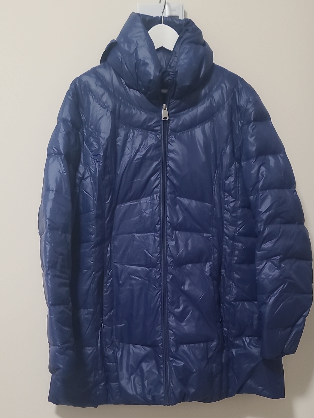 Via Spiga Navy Down Puffer Jacket with High Collar Size L